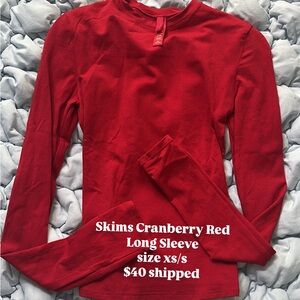 Skims Cranberry Red Long Sleeve Top